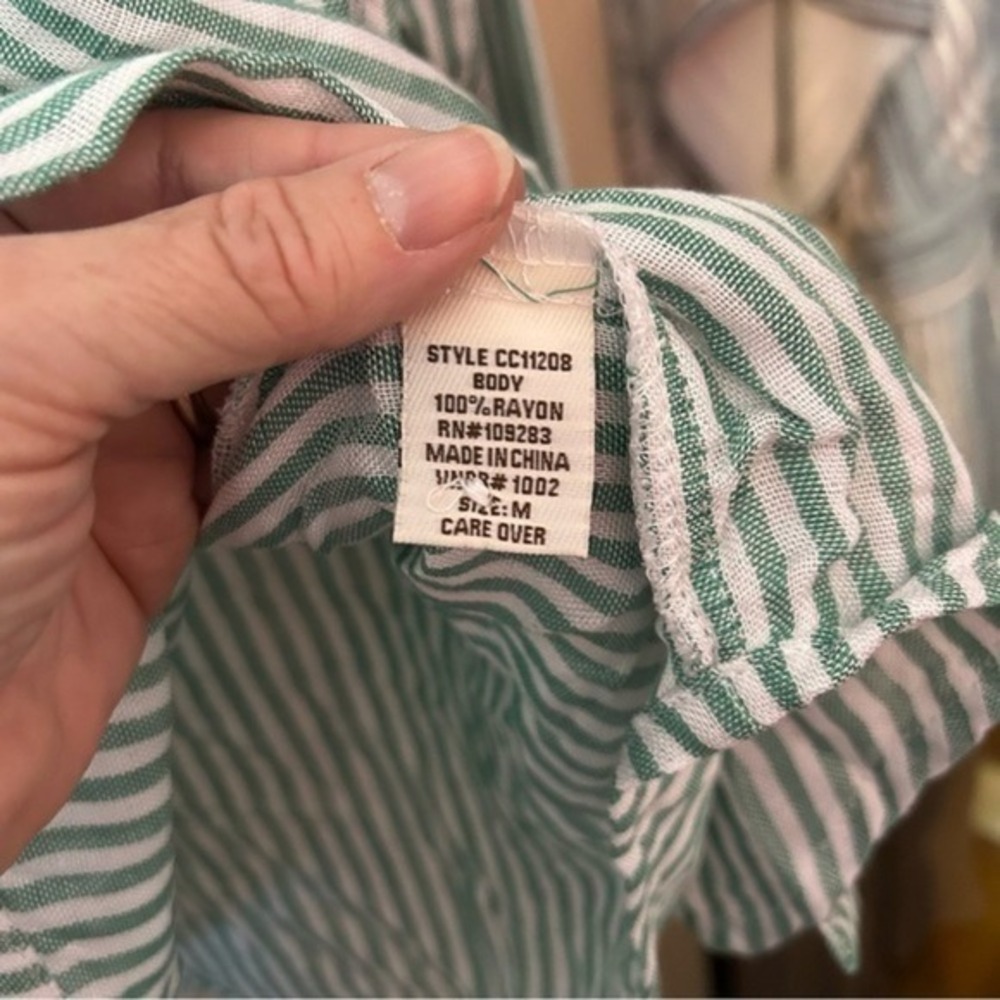 NWT Vintage Havana Stripe Sunrise Beach Surf Island Sunset Button Down Shirt M - Picture 10 of 11